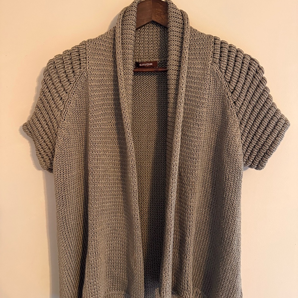 Women's Brown Short Sleeve Sweater